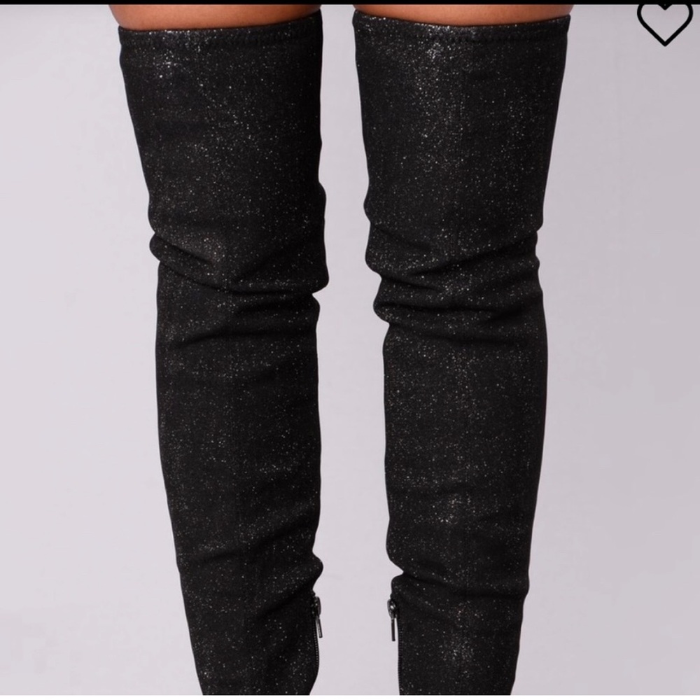 Jacobies knee high boots - black/sparkle size 7